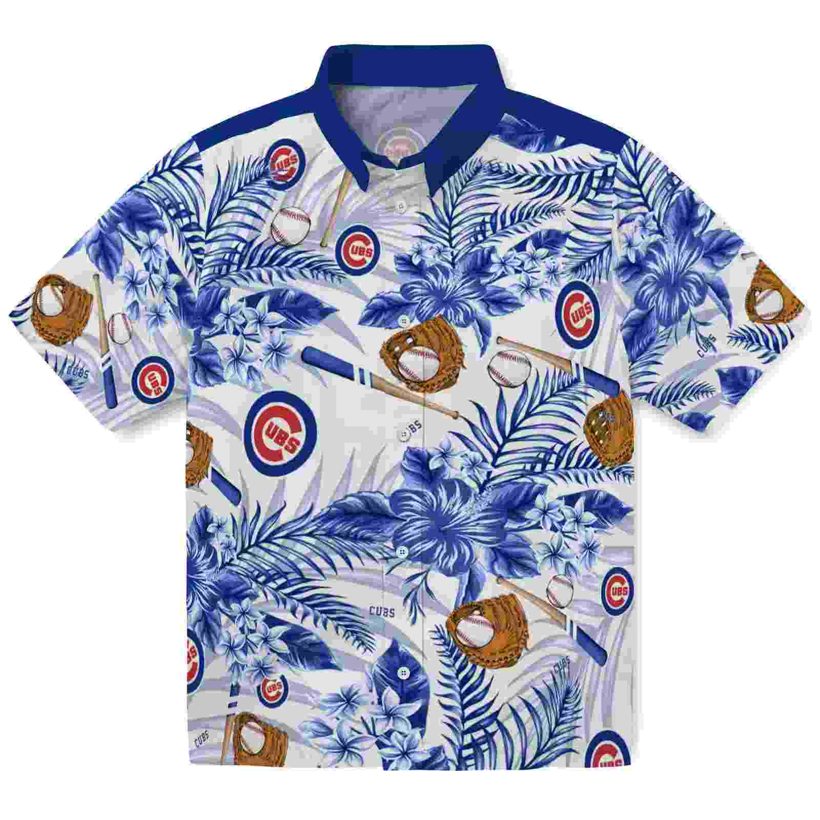 ized Chicago Cubs Floral Baseball Blue White Aloha Hawaiian Shirt – Moonbestprint