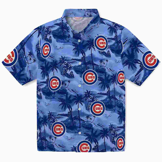 Chicago Cubs Coastal Palms Blue Aloha Hawaiian Shirt - Moonbestprint
