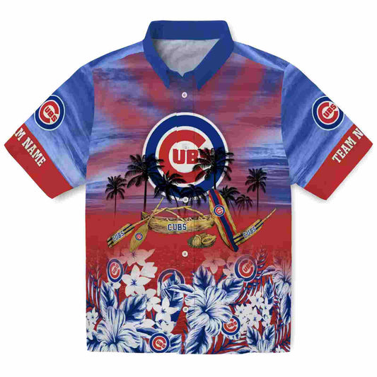 ized Chicago Cubs Tropical Canoe Blue Aloha Hawaiian Shirt - Moonbestprint