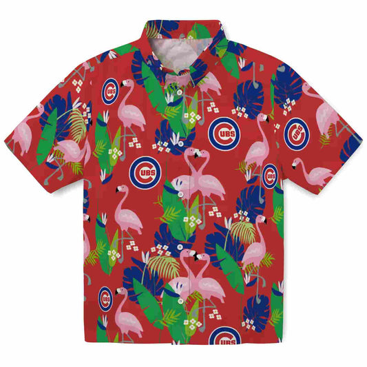 Chicago Cubs Flamingo Foliage Blue Green Aloha Hawaiian Shirt - Moonbestprint