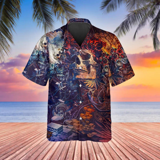 Floral Grateful Dead Skull Hawaiian Shirt - Moonbestprint