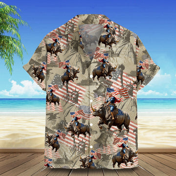 Riding Rhino Hawaiian Shirt Campaign Hawaiian Button Shirt Gifts For Voters – Moonbestprint