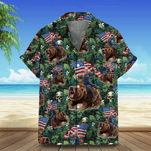 2026 Hawaiian Shirt Riding Bear Tropical Button Up Shirt Gifts For Husband – Moonbestprint