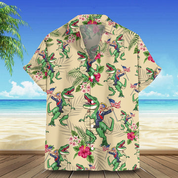 Riding Dinosaur Hawaiian Shirt Summer Button Up Shirt Gifts For Supporters – Moonbestprint
