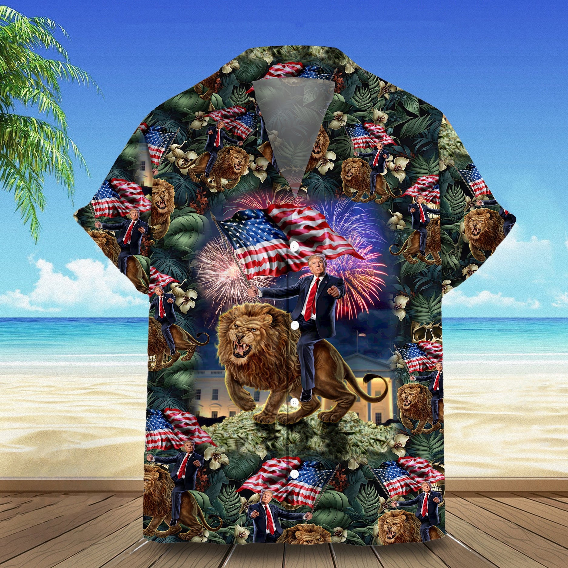 Riding Lion Hawaiian Shirt Men Summer Button Ups Gifts For Lovers – Moonbestprint
