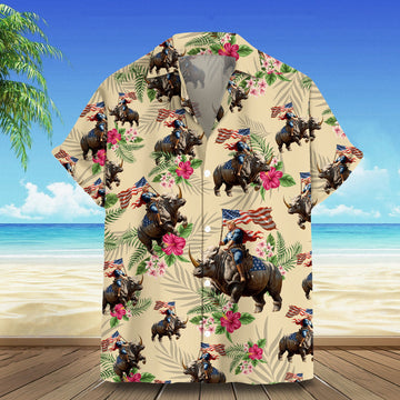 Riding Rhino Hawaiian Shirt Support For Men's Button Down Summer Shirts – Moonbestprint