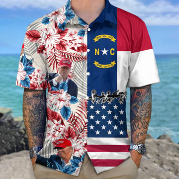 2026 North Carolina And USA Flag Hawaiian Shirt North Carolina Support For Shirt – Moonbestprint