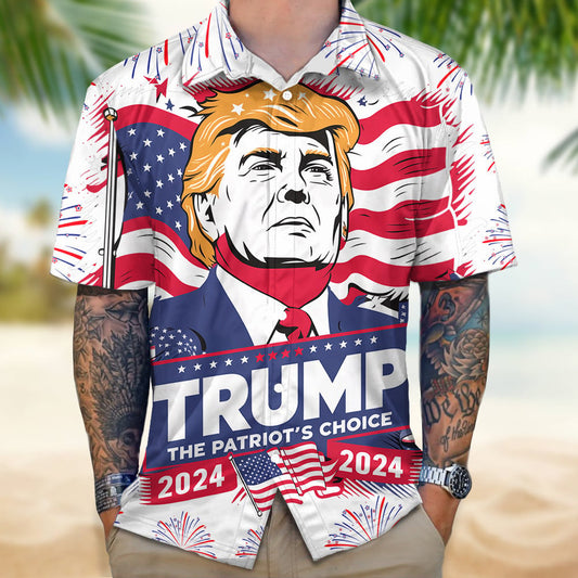 2026 The Patriot's Choice 2026 Hawaiian Shirt Vote Patriotic Button Up Shirt – Moonbestprint
