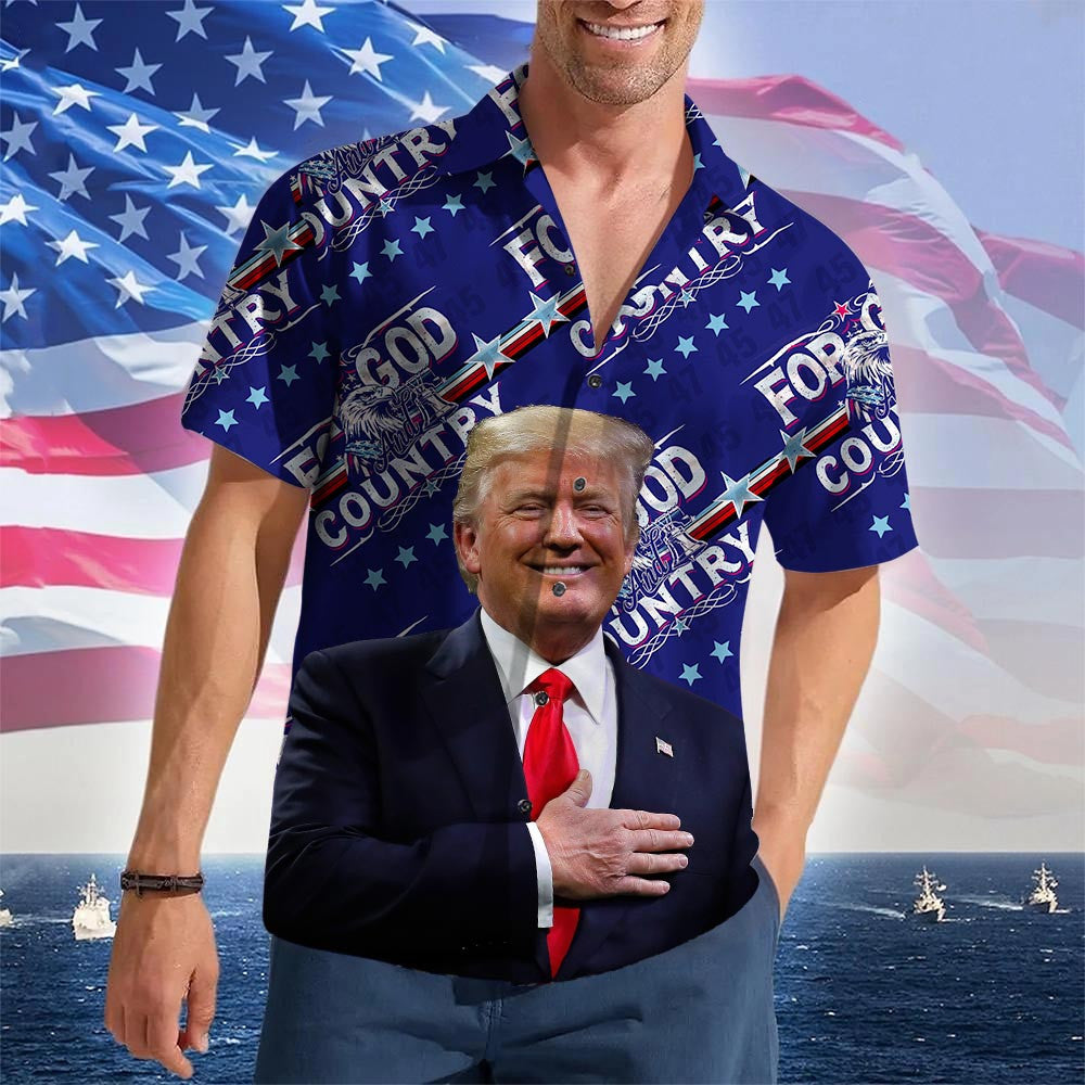 For God And Country Hawaiian Shirt 2026 Merch Patriotic Button Up Shirt Gifts For Father – Moonbestprint