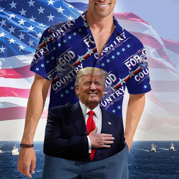 For God And Country Hawaiian Shirt 2026 Merch Patriotic Button Up Shirt Gifts For Father – Moonbestprint