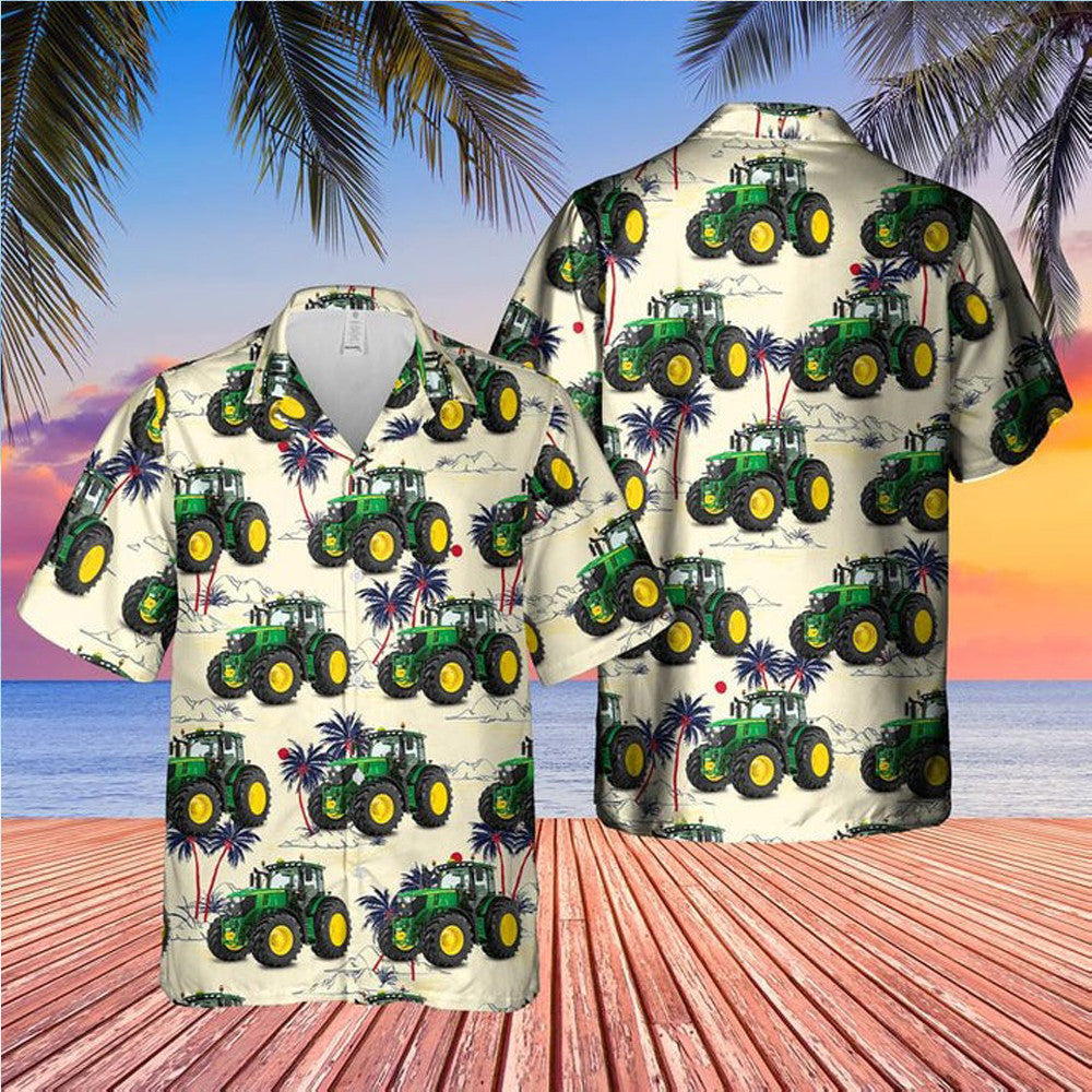 John Deere Hawaiian Shirt Tractor Button Up Summer Shirts For Men Gifts For Farmers – Moonbestprint