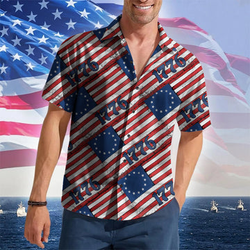 Betsy Ross 1776 Flag Hawaiian Shirt 2nd Amendment Vintage Patriotic Button Up Shirt Gun Lovers – Moonbestprint