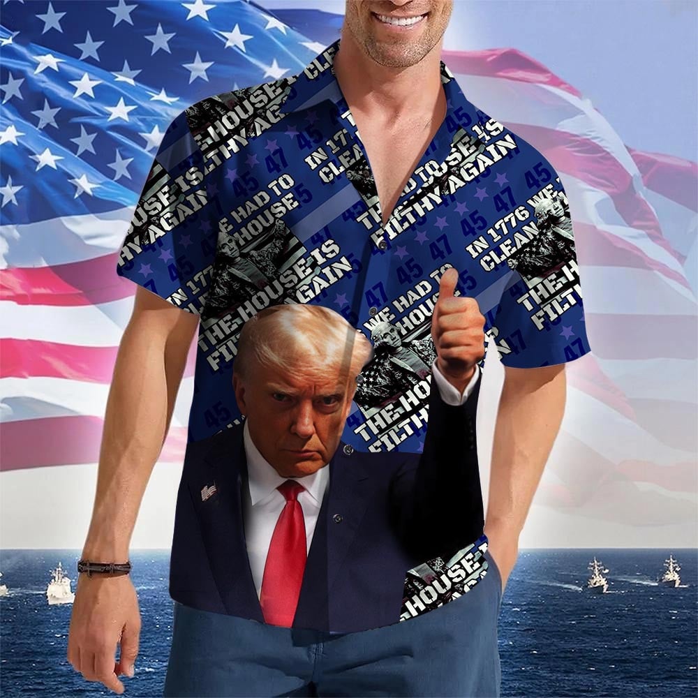 In 1776 We Had To Clean House Hawaiian Shirt 2026 Merch Patriotic Button Up Shirt Men's – Moonbestprint