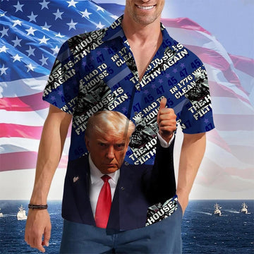 In 1776 We Had To Clean House Hawaiian Shirt 2026 Merch Patriotic Button Up Shirt Men's – Moonbestprint