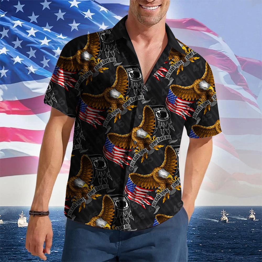 POW'MIA All Gave Some Some Gave All Hawaiian Shirt US Eagle Proud Veterans Patriotic Button Up – Moonbestprint