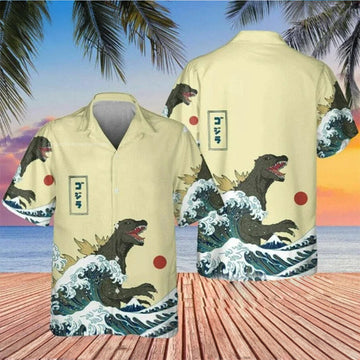 Godzilla Hawaiian Shirt Men's Summer Button Up Shirts Gifts For Dad – Moonbestprint