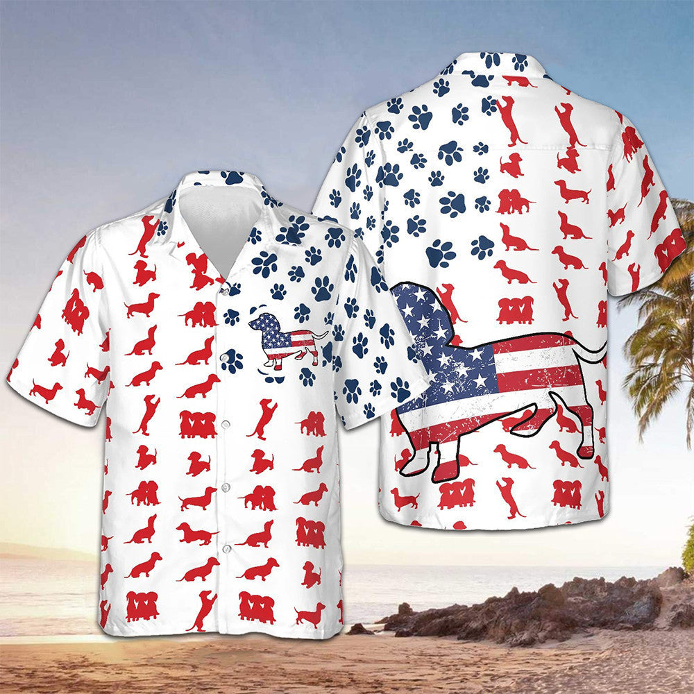 Dachshund American Flag Hawaiian Shirt 4th Of July Patriotic Clothing Dachshund Lovers Gifts – Moonbestprint