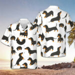 Dachshund Pattern Hawaiian Shirt Cute Sausage Dog Graphic Tee Dachshund Themed Gifts – Moonbestprint