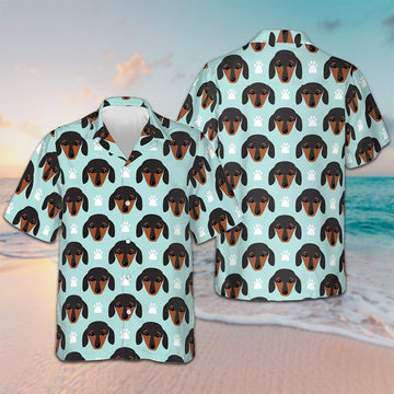 Dachshund Puppy Head Hawaiian Shirt Vacation Button Up Gifts For Dachshund Lovers – Moonbestprint