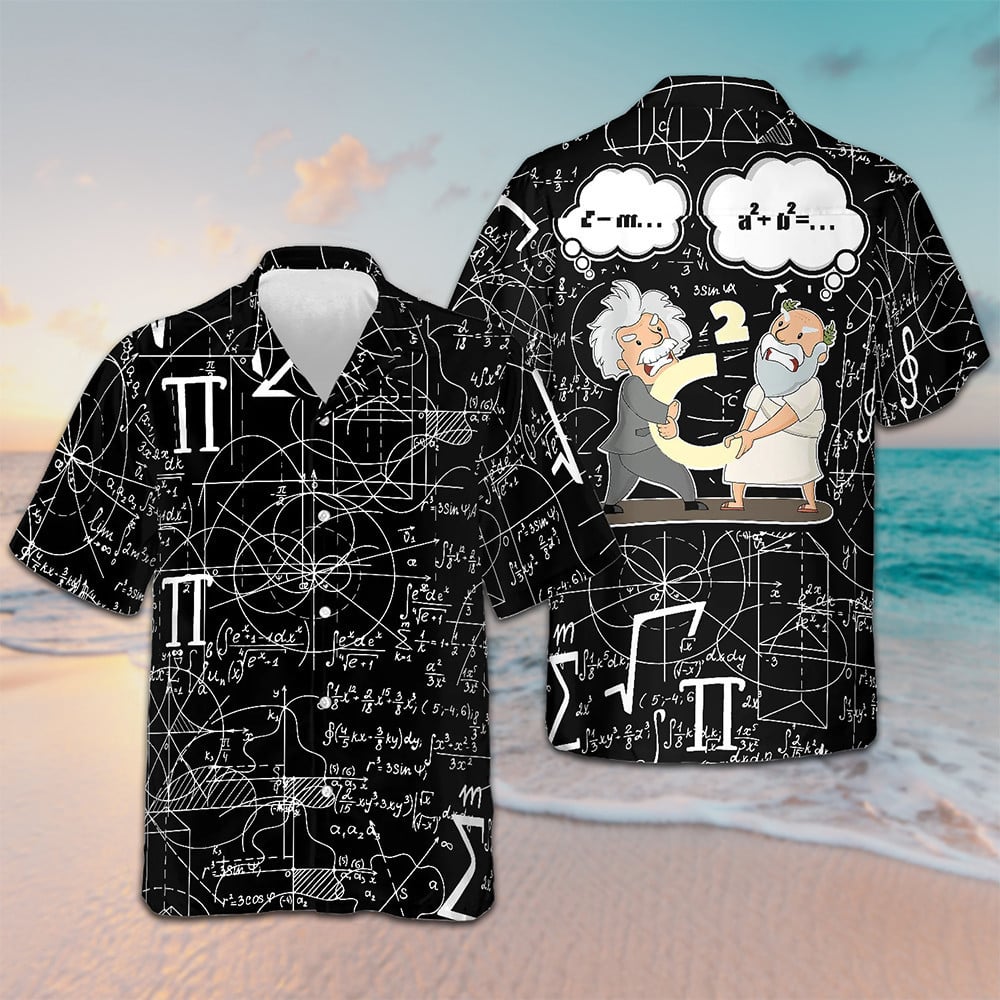 Maths Pythagoras And Einstein Hawaiian Shirt Men's Short Sleeve Button Up Math Lovers Gifts – Moonbestprint