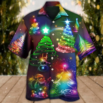 Bright Night Merry Christmas Colorful Neon Hawaiian Shirt Cool Xmas Shirt Best Gift For Him – Moonbestprint