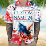 Personalized 2026 USA Eagle Hawaiian Shirt Patriotic Button Up Shirt Gifts For Dad – Moonbestprint