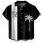 Vintage Color Block Coconut Tree Print Button Down Hawaiian Shirt Funny Graphic Tee for Men W – Moonbestprint