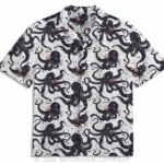 Black Octopus Silhouette Hawaiian Shirt Comical Men's Shirt Funny Graphic Tee with Quotes – Moonbestprint