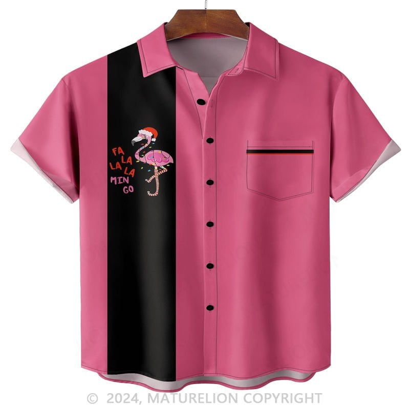 Christmas Flamingo Chest Pocket Hawaiian Shirt Funny Saying Shirt for Men Humorous T-Shirt – Moonbestprint