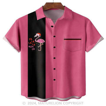 Christmas Flamingo Chest Pocket Hawaiian Shirt Funny Saying Shirt for Men Humorous T-Shirt – Moonbestprint