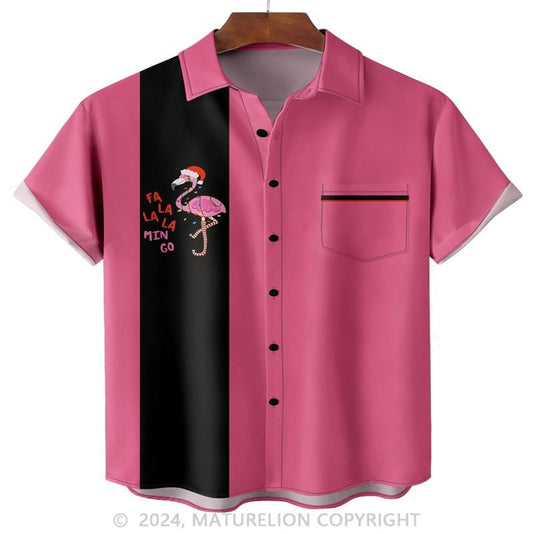 Christmas Flamingo Chest Pocket Hawaiian Shirt Funny Saying Shirt for Men Humorous T-Shirt – Moonbestprint