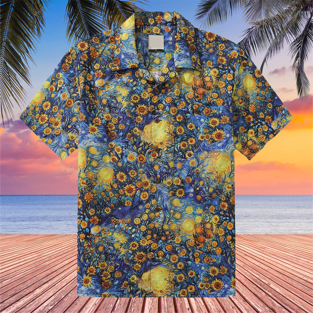 Suower Starry Night Hawaiian Shirt Van Gogh Aloha Shirt Suower Themed Gifts – Moonbestprint
