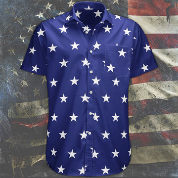 Star Spangled Hawaiian Shirt Men's Button Down Shirt Patriotic Clothing – Moonbestprint