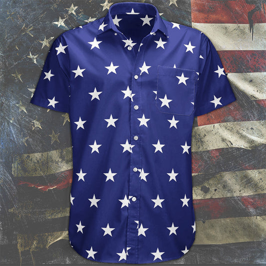Star Spangled Hawaiian Shirt Men's Button Down Shirt Patriotic Clothing – Moonbestprint