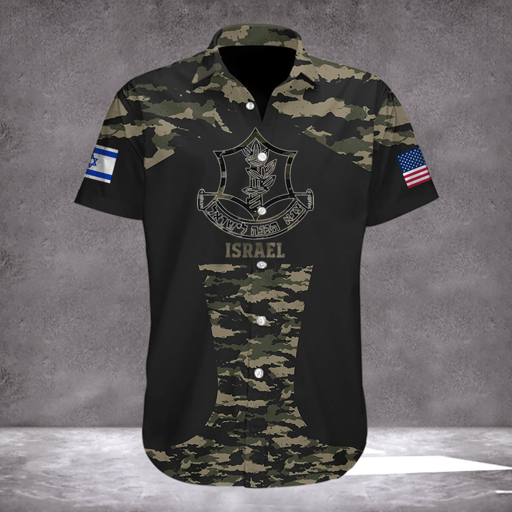IDF Hawaiian Shirt American Stand With You Israel Shirt Camo Anti Hamas Merchandise – Moonbestprint