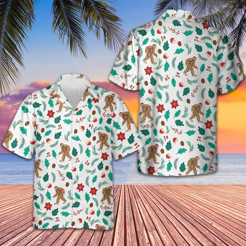 Christmas Bigfoot Sasquatch Pattern Hawaiian Shirt 2026 Button Up Shirts For Men – Moonbestprint