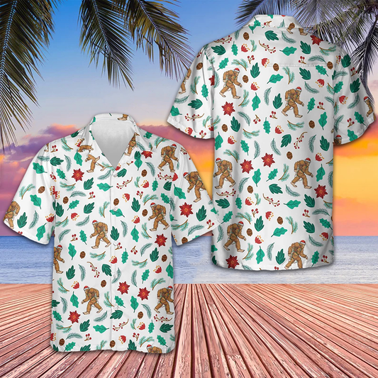 Christmas Bigfoot Sasquatch Pattern Hawaiian Shirt 2026 Button Up Shirts For Men – Moonbestprint