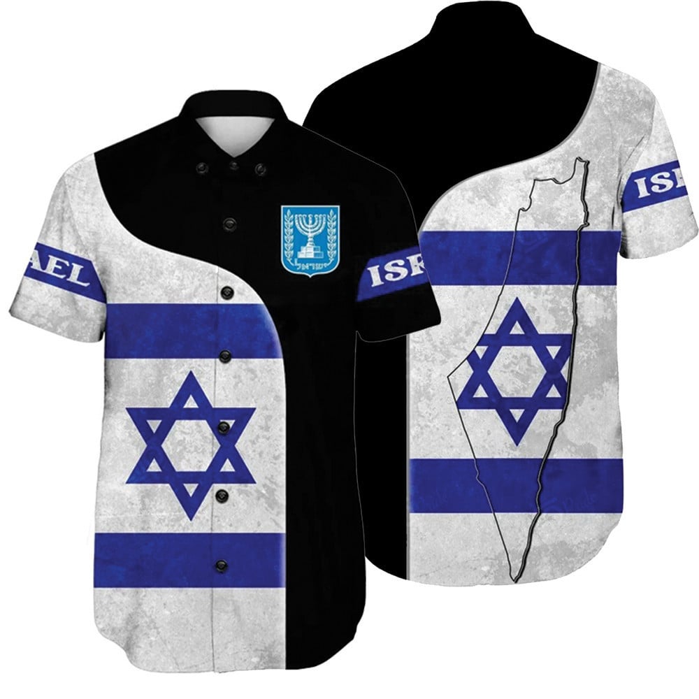 Israel Hawaiian Shirt Israeli Flag Shirt Israel Coat Of Arms Clothing Gifts For Jewish Friends – Moonbestprint