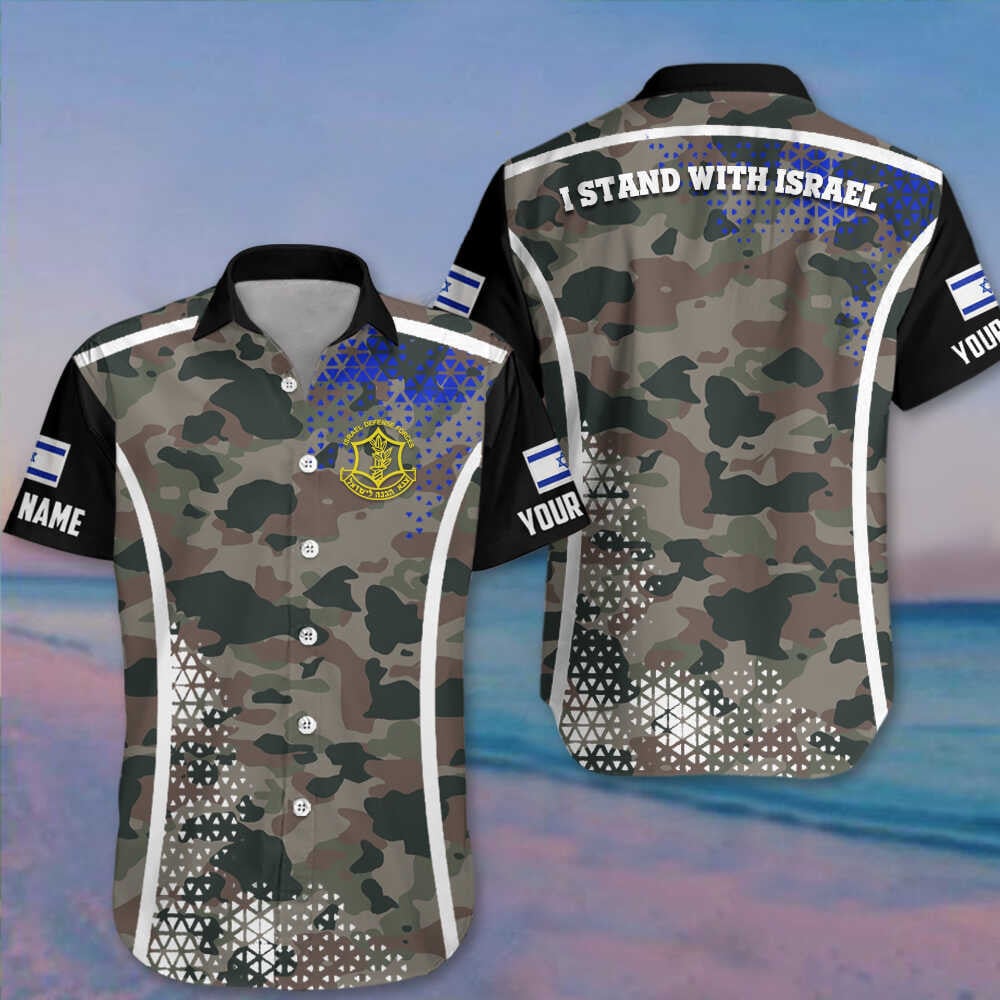 Personalized I Stand With Israel Hawaiian Shirt IDF Shirt Support Israel Camo Clothing – Moonbestprint