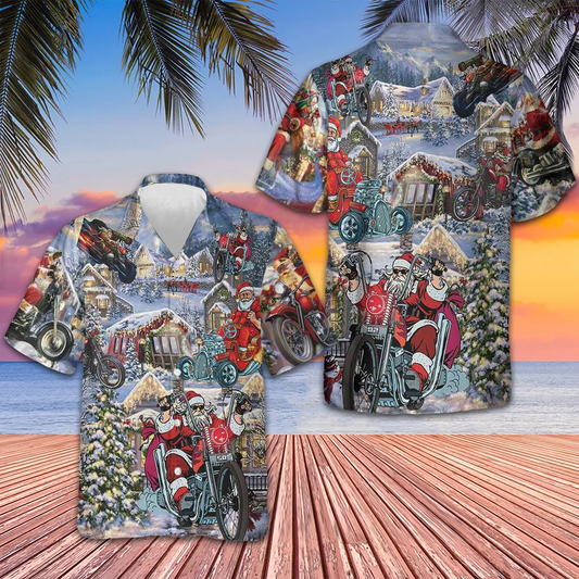 Christmas Santa Claus Racing Hawaiian Shirt 2026 Xmas Unique Shirt Gifts For Him – Moonbestprint