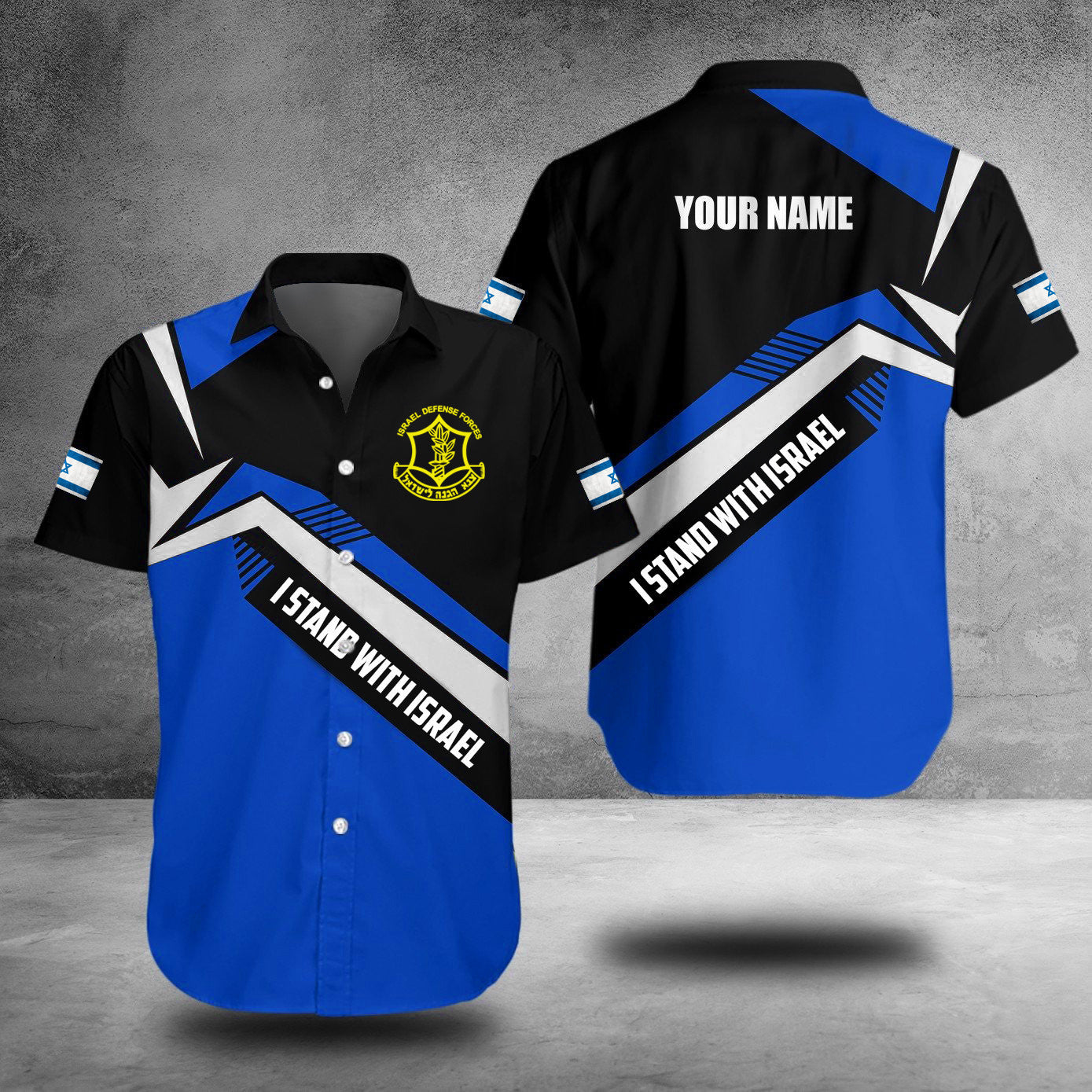 Customized I Stand With Israel Hawaiian Shirt Israel Defense Forces Shirt Israeli Clothing – Moonbestprint