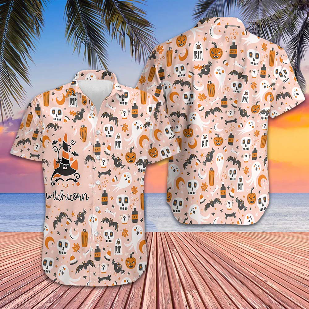 Witchicorn Halloween Unicorn Hawaiian Shirt 2026 Halloween Pattern Shirt Gifts For Friends – Moonbestprint