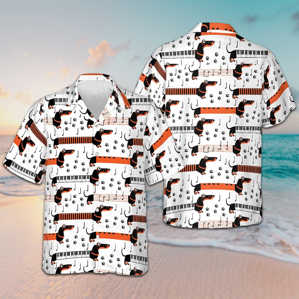 Piano Dachshund Dogs Hawaiian Shirt Dog Lover Funny Button Down Shirt Summer Presents – Moonbestprint