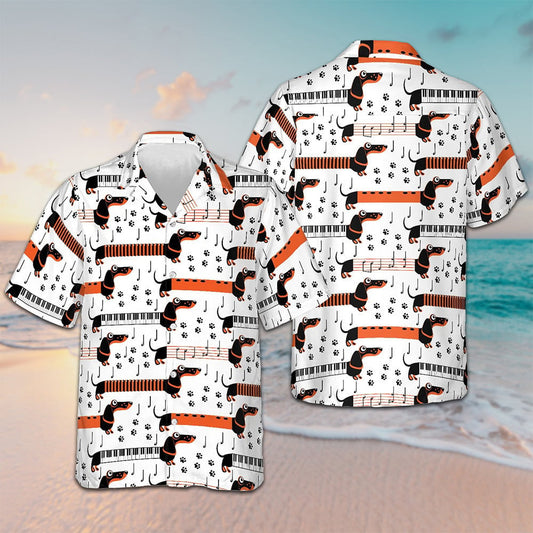 Piano Dachshund Dogs Hawaiian Shirt Dog Lover Funny Button Down Shirt Summer Presents – Moonbestprint