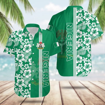 Nigeria Coat Of Arms Hibiscus Pattern Hawaiian Shirt Nigerian Men's Clothes Summer Ideas – Moonbestprint