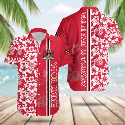Custom Trinidad And Tobago Coat Of Arms Hibiscus Pattern Hawaiian Shirt Summer Gift Ideas – Moonbestprint