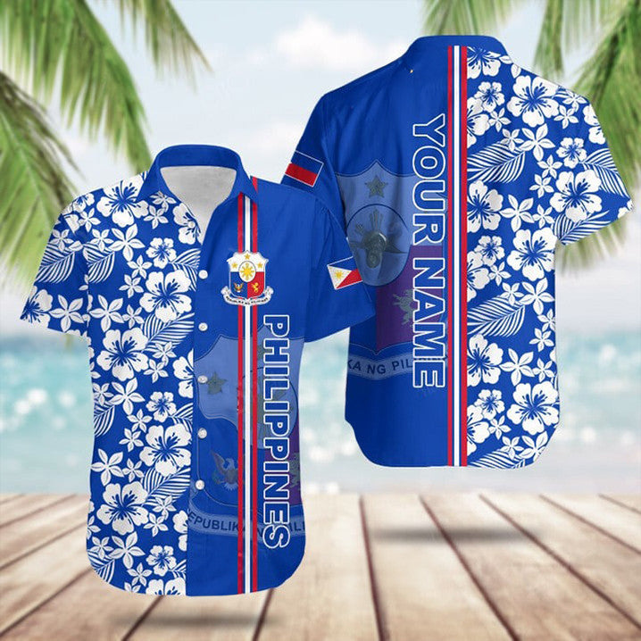 Custom Philippines Coat Of Arms Hibiscus Pattern Hawaiian Shirt Gifts For Filipinos – Moonbestprint