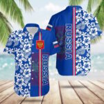 Russia Coat Of Arms Hibiscus Pattern Hawaiian Shirt Summer Button Up Gifts For Russian – Moonbestprint
