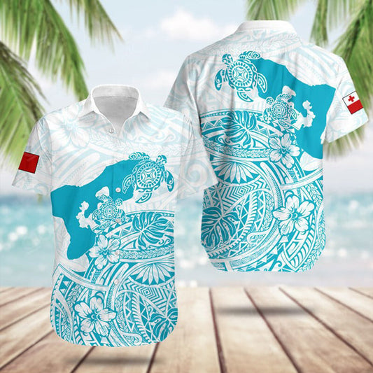 Tonga Map Maori Pattern Turtle Black Hawaiian Shirt Button Up Summer Shirts For Men Gift – Moonbestprint