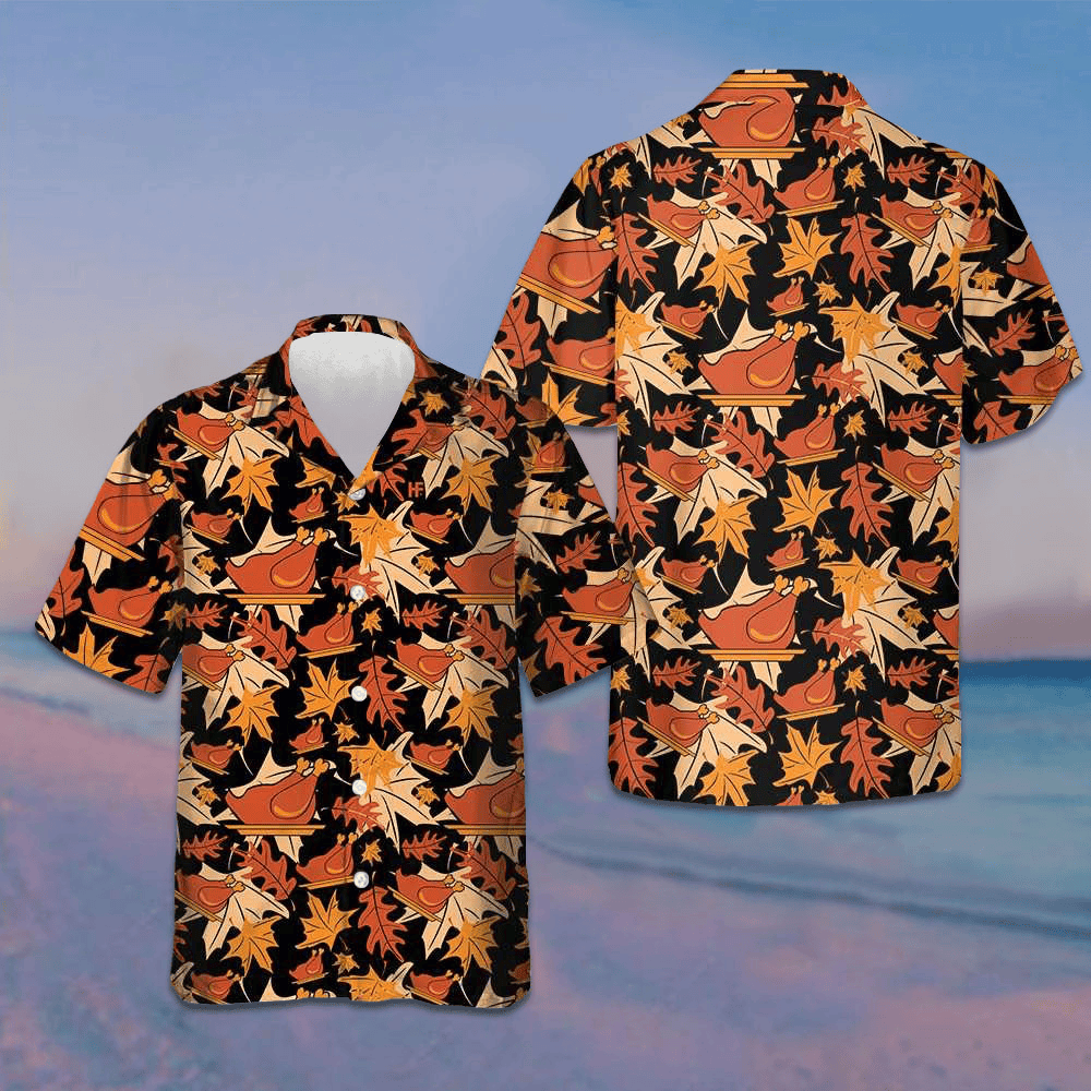 Autumnal Leaves With Turkey Meat Hawaiian Shirt 2026 Thanksgiving Button Up Shirt For Men – Moonbestprint